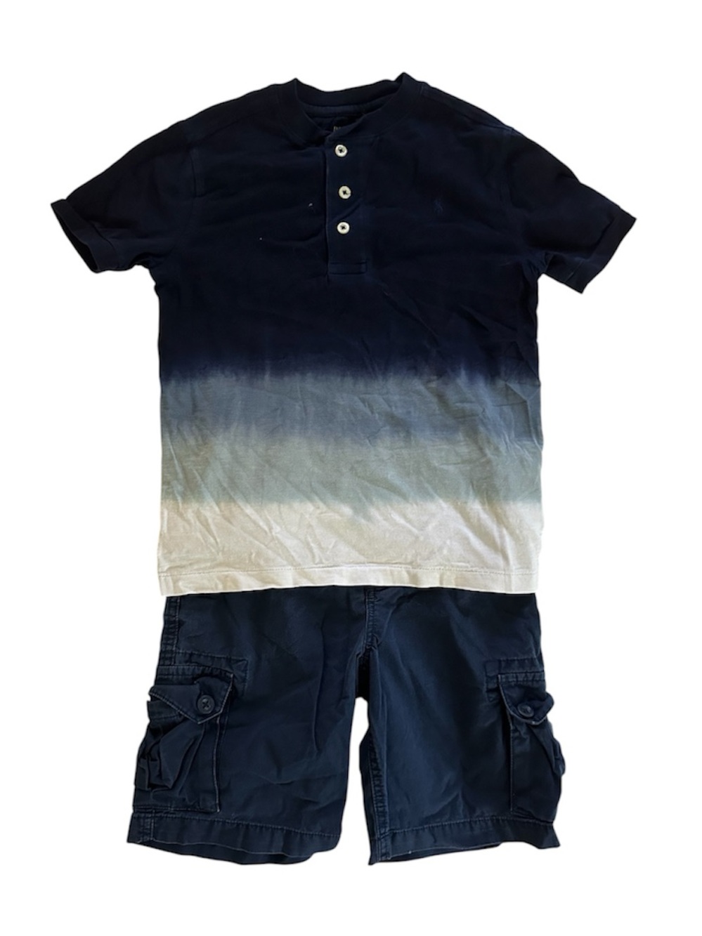 Polo by Ralph Lauren Navy Ombre Henley Tee and Navy Cargo Shorts Set